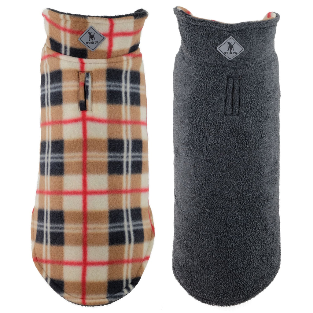 Tan Plaid Fargo Fleece Jacket | The Worthy Dog Worthy Dog 