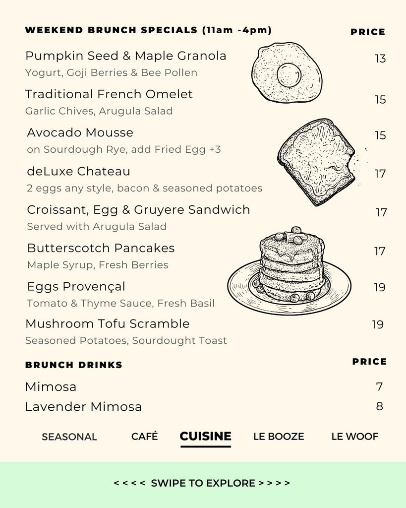 Brunch Reservation - Brunch with your Dog! (FREE Mimosa) Chateau Le Woof 