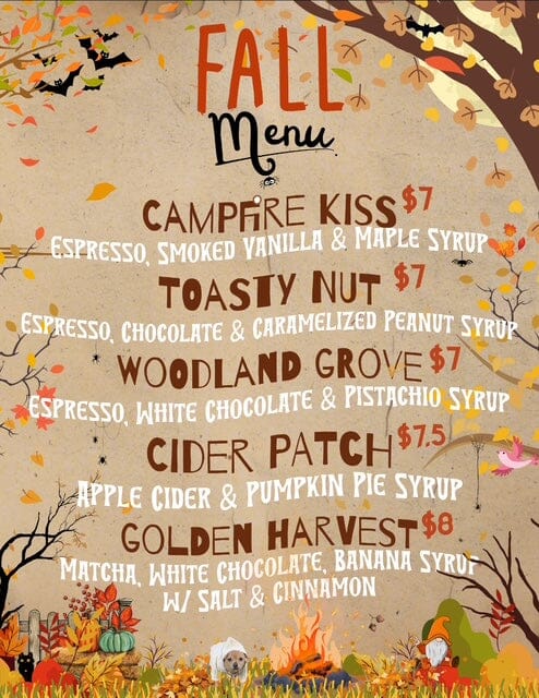 Fall Drink Menu Cafe Chateau Le Woof 
