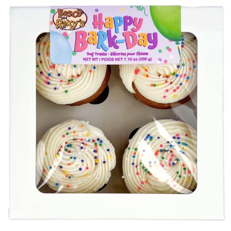 Bosco and Roxy's Cookies | Birthday Bosco Roxy Prepackaged Happy Birthday Cupcake Box 