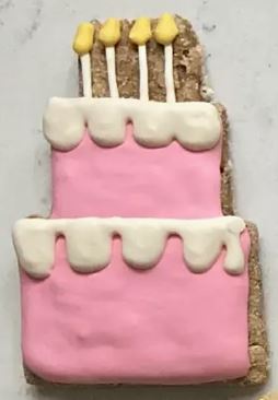 Lucky Biscuit Pet Bakery Cookies | Birthday Château Le Woof Birthday Cake Cookie (Pink) 