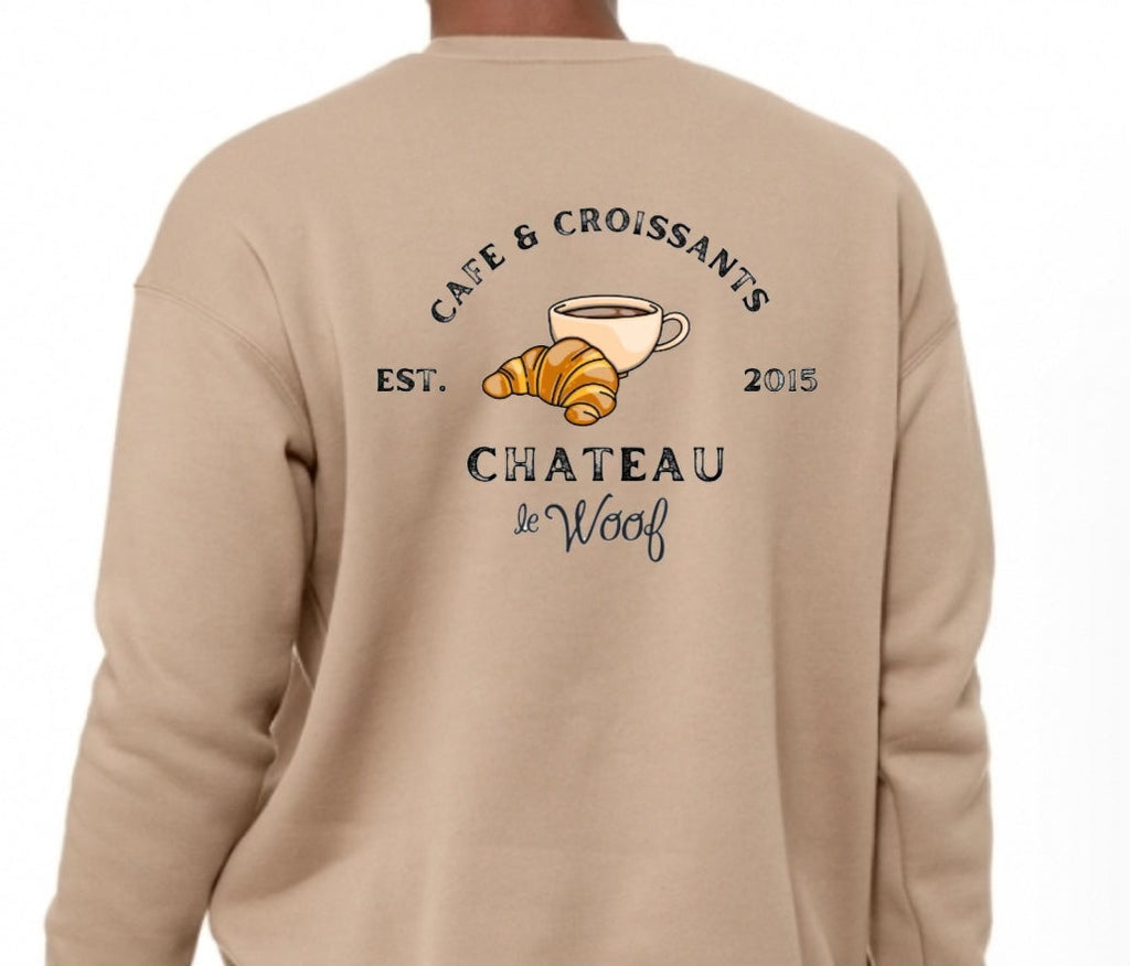 Cafe & Croissants Crew Pullover <br/> Fall 2023 Collection Chateau Le Woof 
