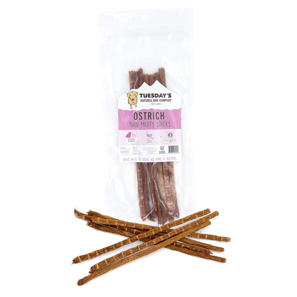 Ostrich Thin Meaty Sticks | Tuesday's Natural Dog Company Tuesday's Natural Dog Company 