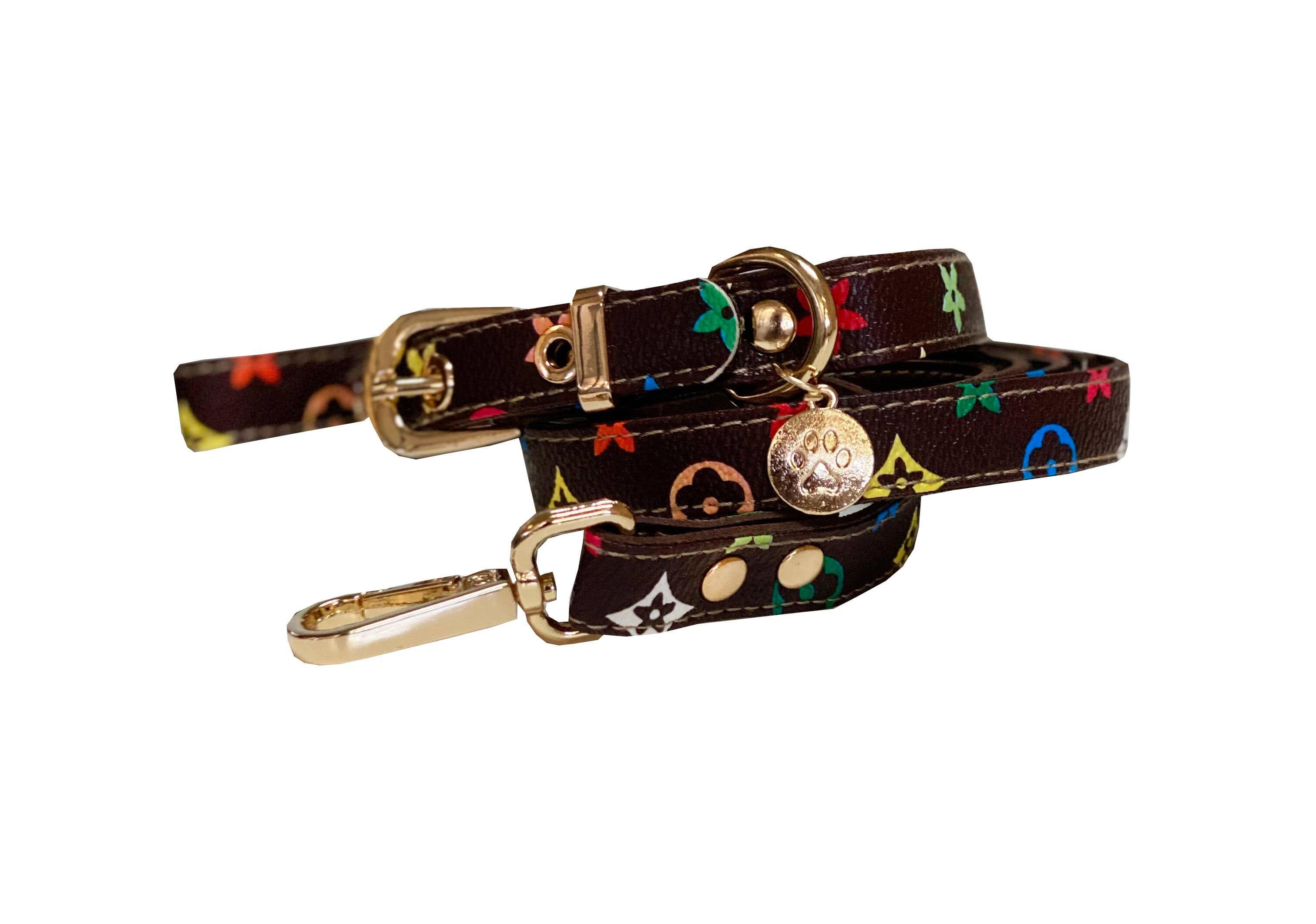 set louis vuitton dog collar and leash