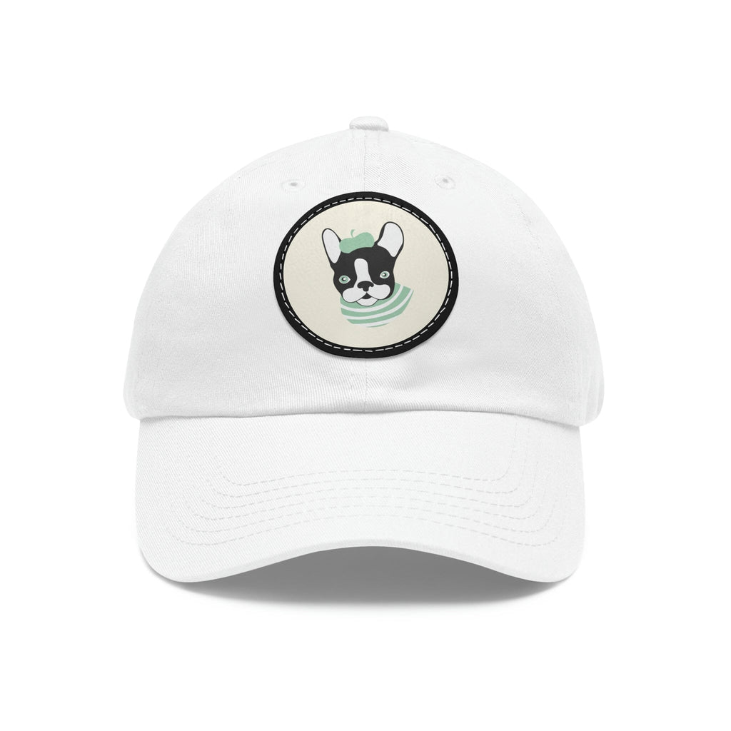 Dad Hat with Leather Patch (Round) Hats Printify White / Black patch Circle One size