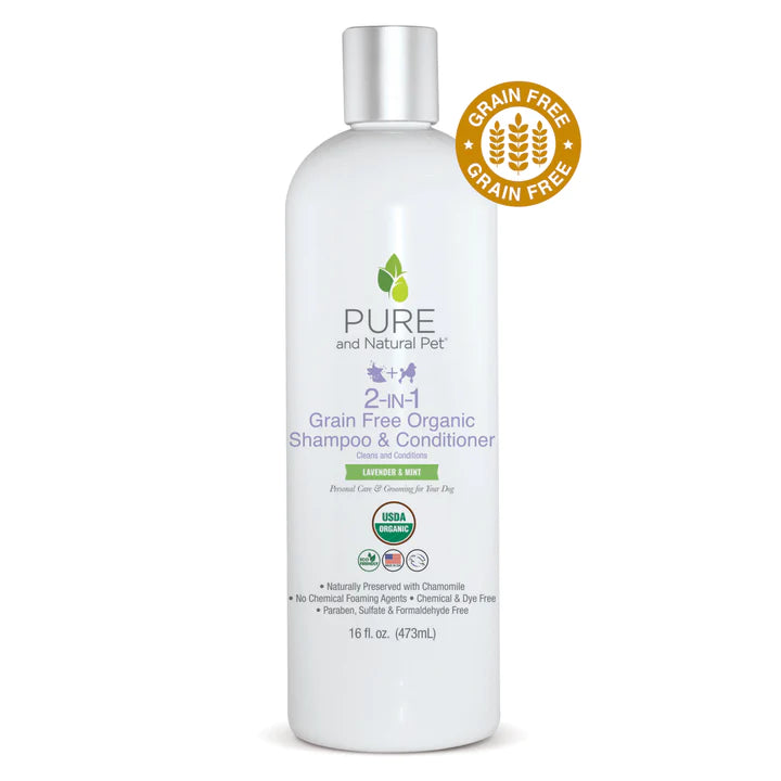 Bathing Products by Pure Natural Pet Pure and Natural Pet USDA Organic 2 in 1 Grain Free Skin Soothing Shampoo 