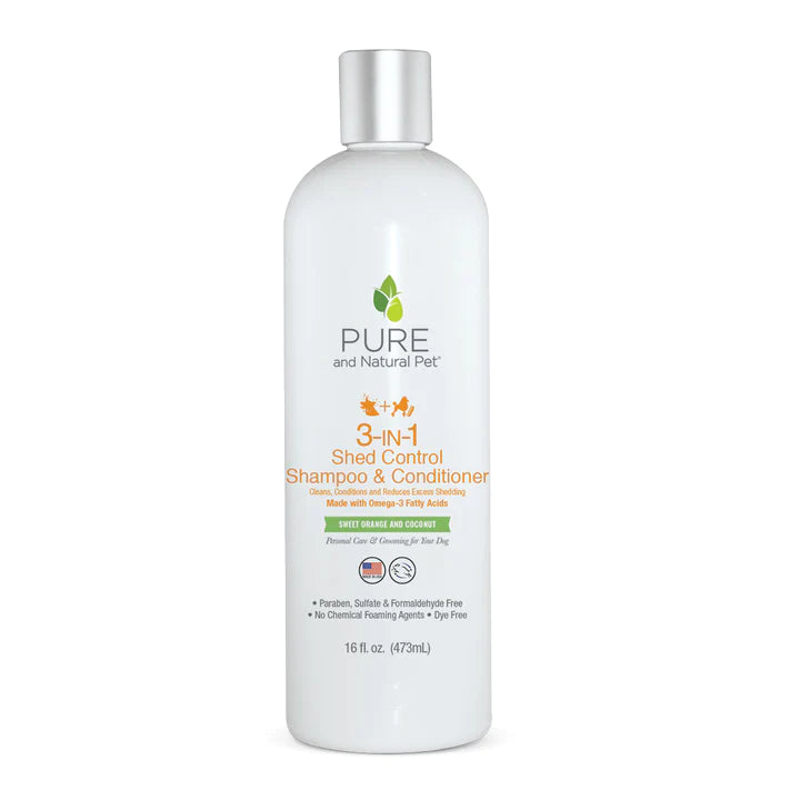 Bathing Products by Pure Natural Pet Pure and Natural Pet 3 in 1 Shed Control Shampoo and Conditioner 